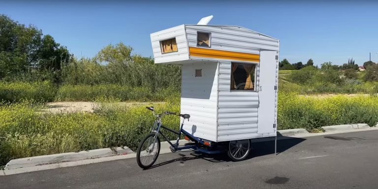 These two guys built a mini-RV on a bike as world's tiniest camper