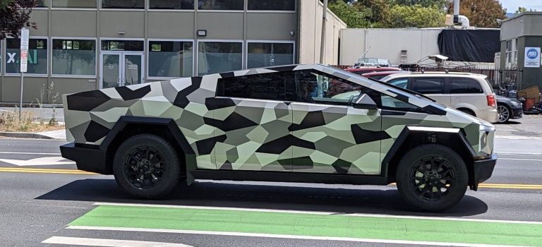 Tesla Cybertruck spotted with camouflage starts rumors | Electrek
