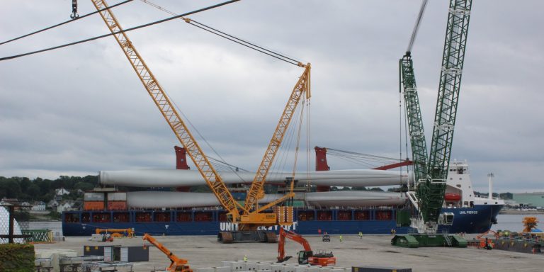 Turbine blades for the first US utility-scale offshore wind farm have arrived