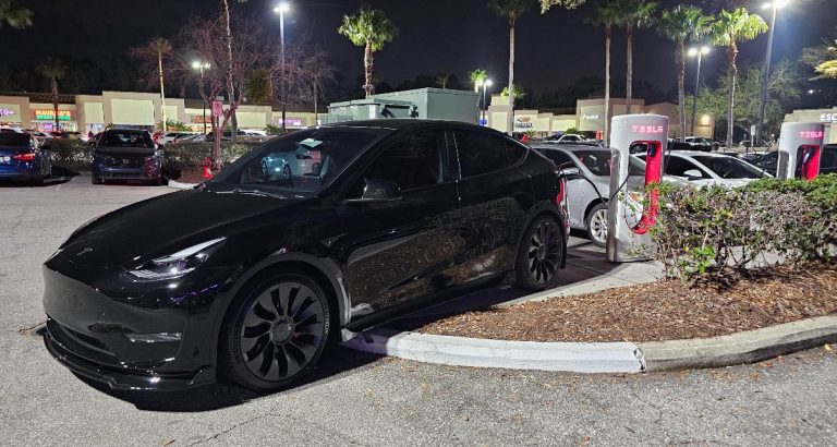 Tesla Model Y charges over curb after Supercharger gets fully ICE-d out